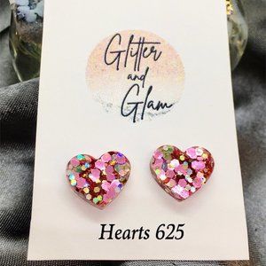 Handmade Glitter Heart Resin Earrings